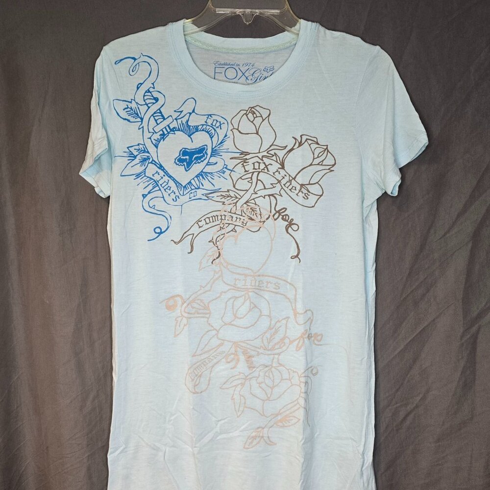 Fox Girls XL T-shirt Powder Blue Fox Racing
